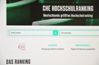 Bildschirmfoto der Webseite des CHE Ranking