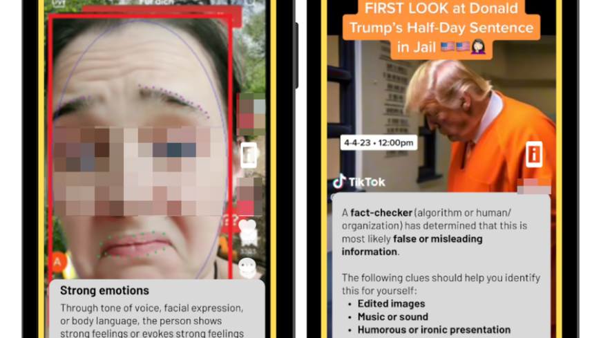 Screenshot von TikTok mit Warnhinweisen von App