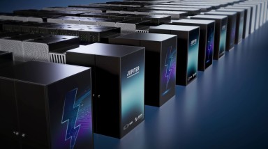 Grafische Darstellung des Jülicher Supercomputers JUPITER.